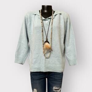 Gitano NEW VINTAGE Womens Plus Size 18W sz 38 Silk Angora Wool Knit Sweater Blue